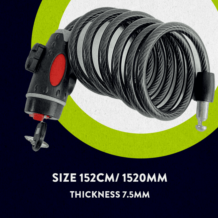 Buy Probike Lock Cable Key Loc 152 Cm Coil Grey Lock Head,W /Smoke